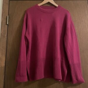GAP Women's Crewneck Long Sleeve Cotton Pullover, Pink, Size L